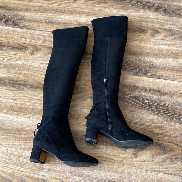Tory Burch Laila Over the Knee Black Suede Boots - Picture 4 of 15